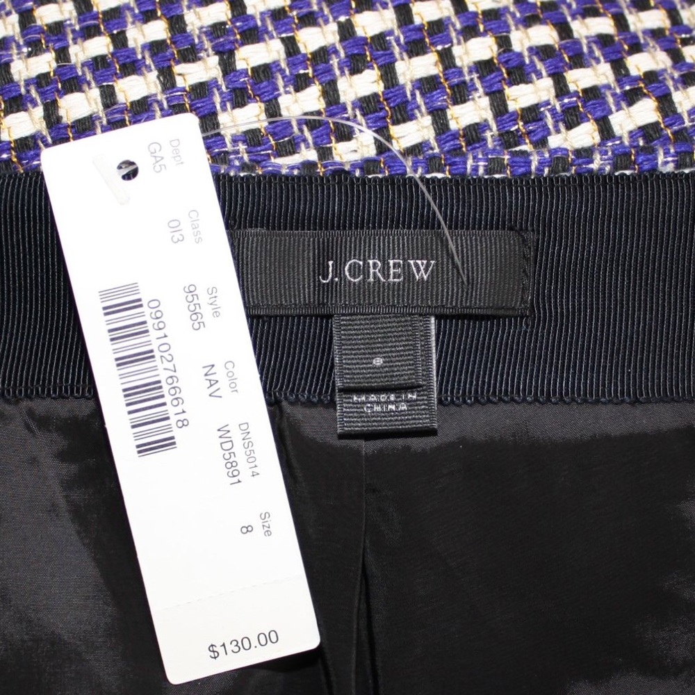 J Crew Postage Stamp Mini Skirt Navy Tweed Lurex 4 - Picture 9 of 9
